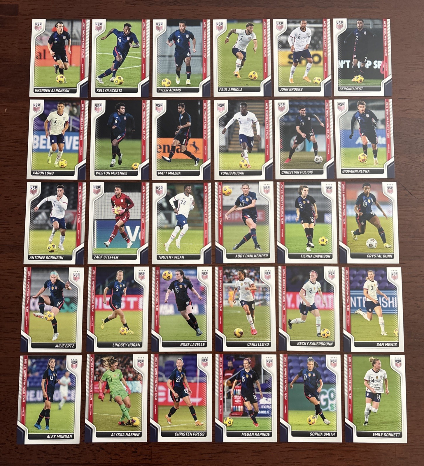2021 Panini USA Soccer National Men’s and Women’s 30 Card Full Team Set Sealed