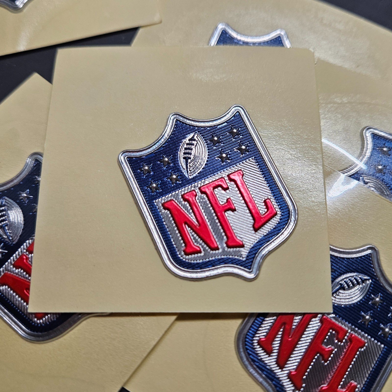 1 Silver NFL Shield MVP Iron On Plastic Jersey Patch, limited time, New