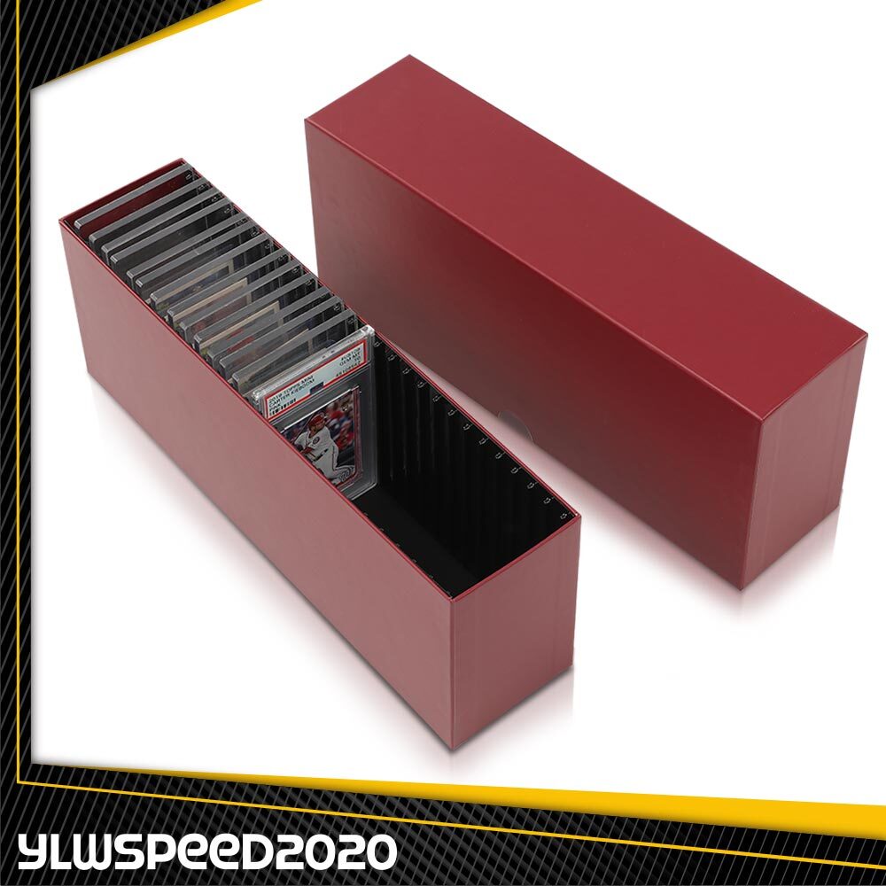 Wine Red Storage Case w/ Slots Option For Graded Card Slab Box Holder