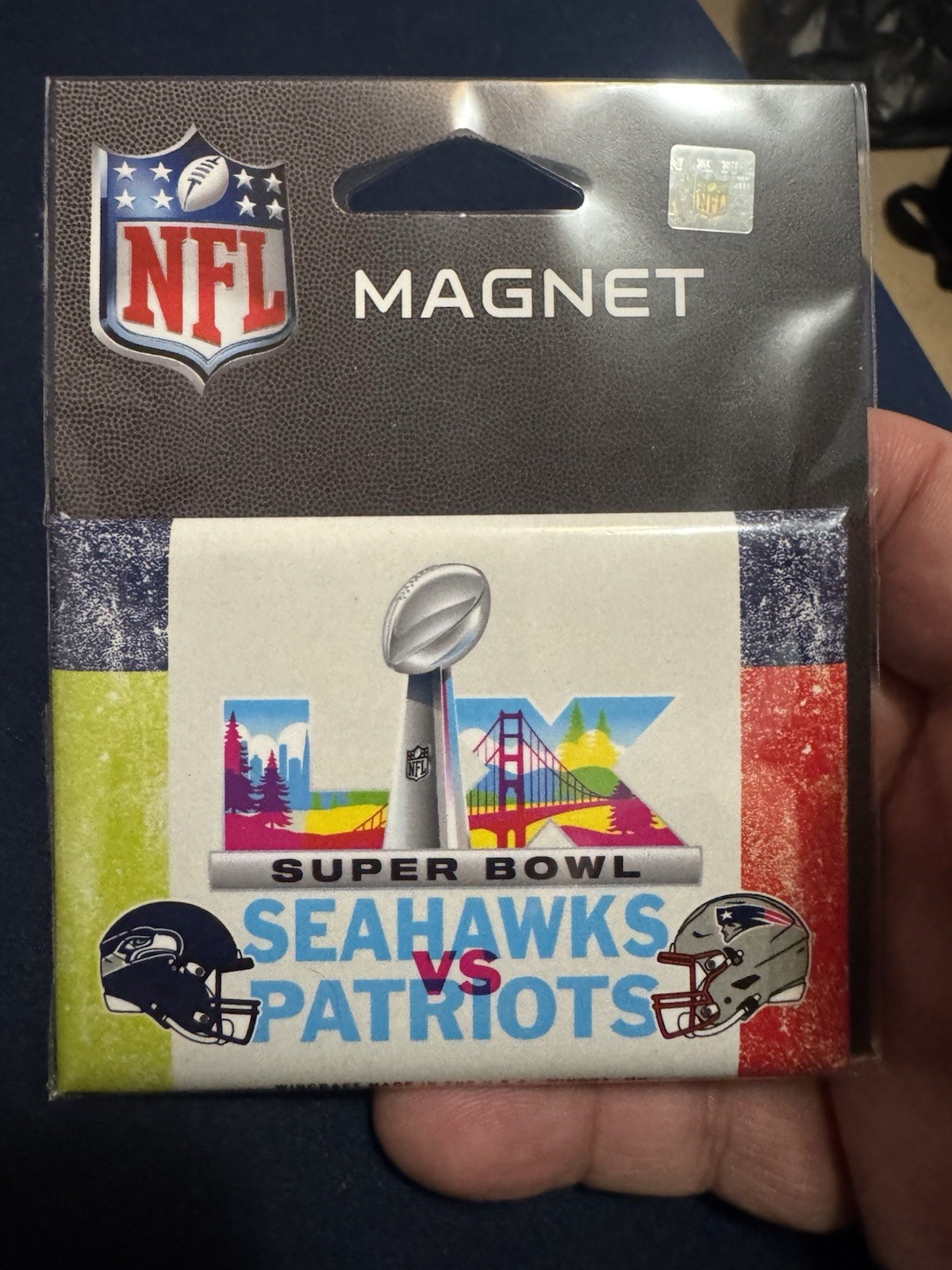Seattle Seahawks Super Bowl LX Dueling Metal Magnet 🧲 2.5×3 Patriots LICENSED