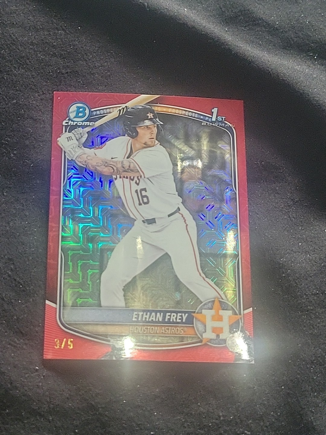 💥2025 Bowman Draft Chrome Ethan Frey RC #BDC-67 Red Geometric Refractor #3/5💢