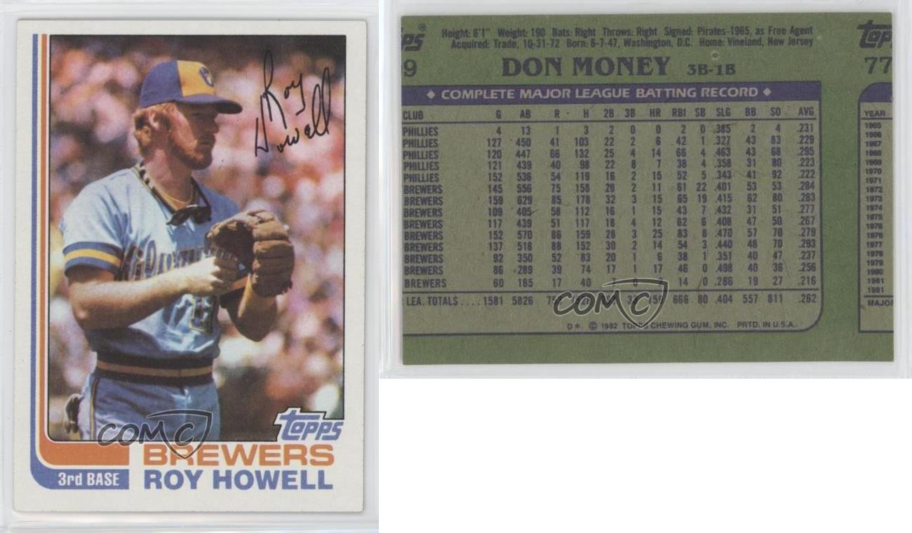 1982 Topps Wrong Back Roy Howell Don Money ( Back) 0h1