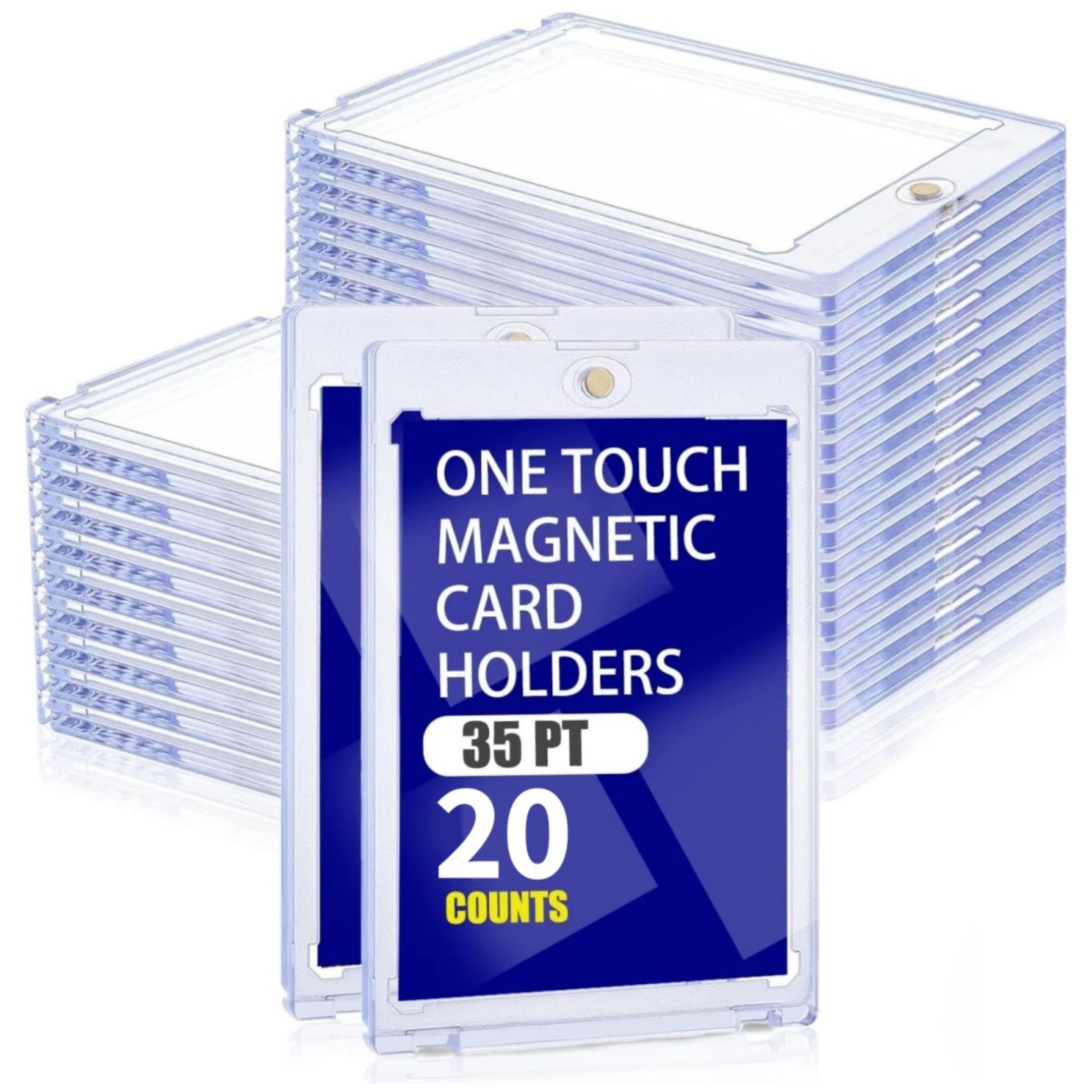 20 PCS 35pt Magnetic Card Holder for Cards, One Touch Hard Plastic Thick Cases