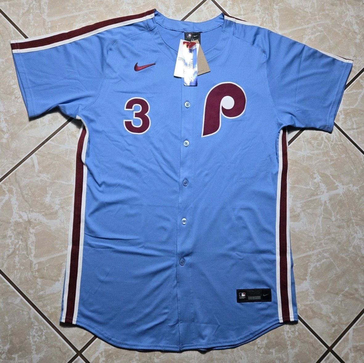 Nike Bryce Harper Philadelphia Phillies Elite Powder Blue MLB Jersey 48 $375