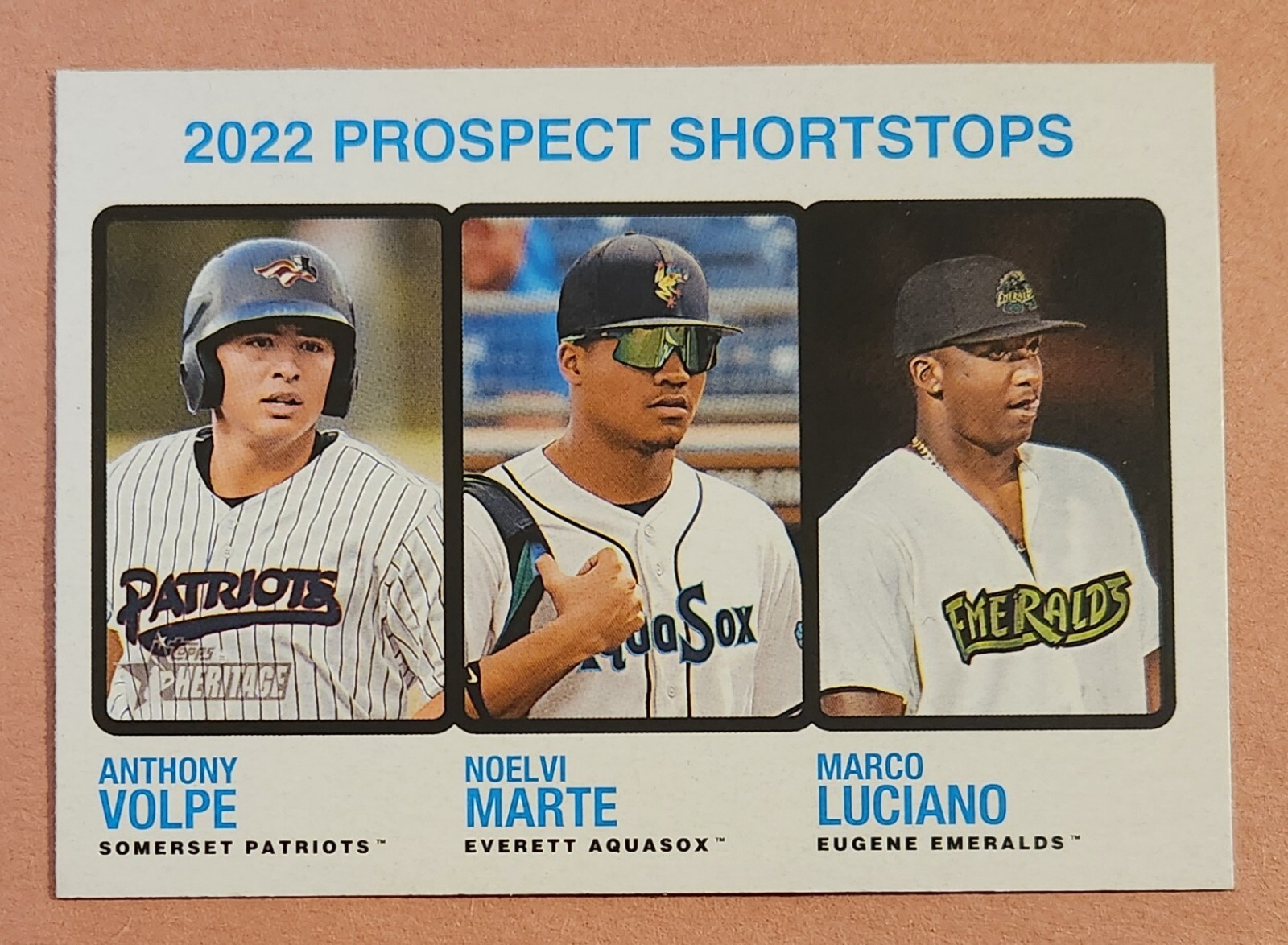 Anthony Volpe Marco Luciano Noelvi Marte 2022 Topps Heritage Minor League #185