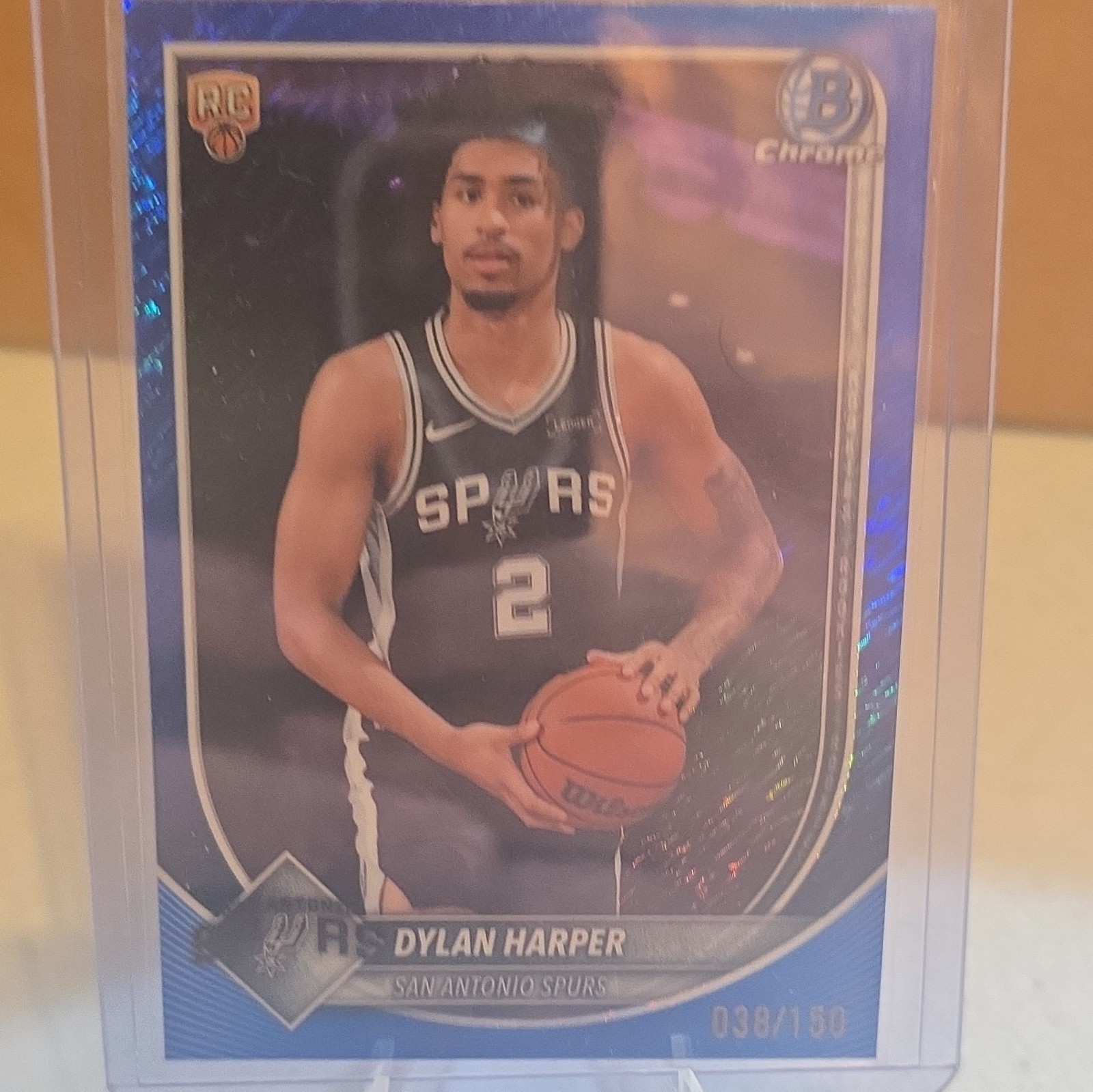 Topps 2025-26 Bowman Chrome Dylan Harper Spurs RC #BCV-2 Blue Shimmer 038/150