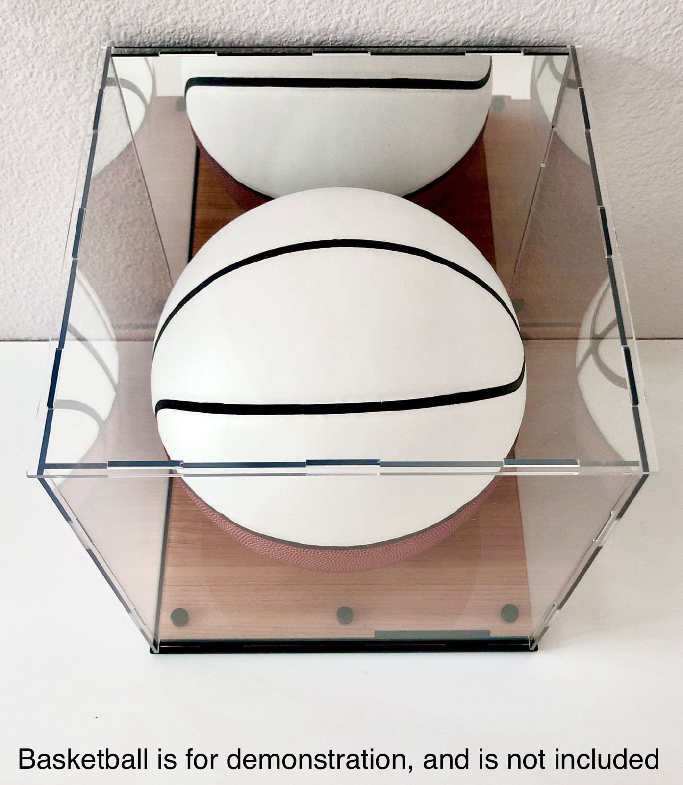 Basketball Display Case with Acrylic Wooden Court Base & Mirror Back