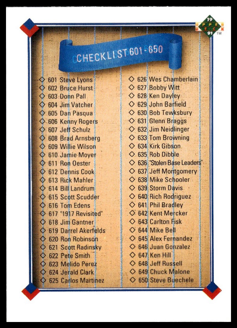 1991 Upper Deck #700 Checklist: 601-700 (inv copy c)
