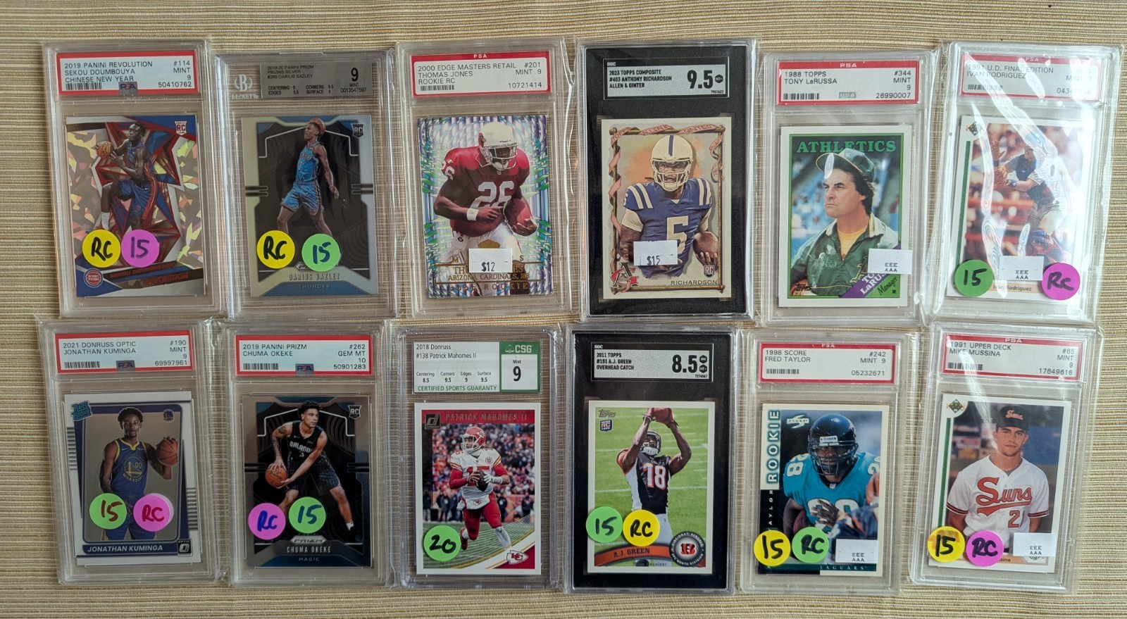 12 Graded Card Slab Lot PSA, Beckett, SGC+ Hall of Famers, Rookies, Stars, RCs