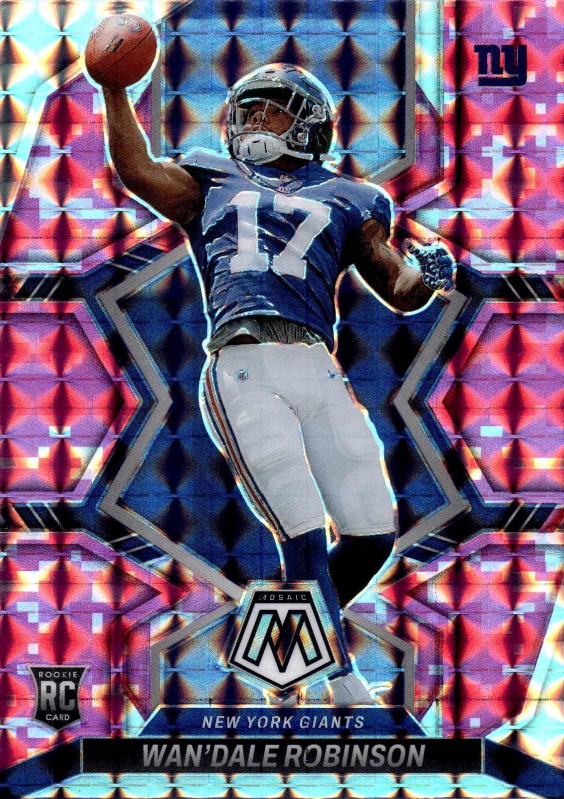 2022 Panini Mosaic #330 Wan’Dale Robinson Mosaic Camo Pink Prizm RC Giants