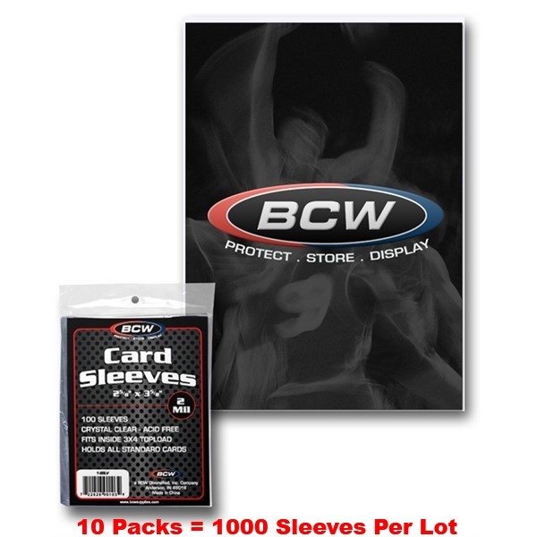1000 BCW Baseball Trading Card Acid Free Soft Poly Sleeves 2 5/8 X 3 5/8
