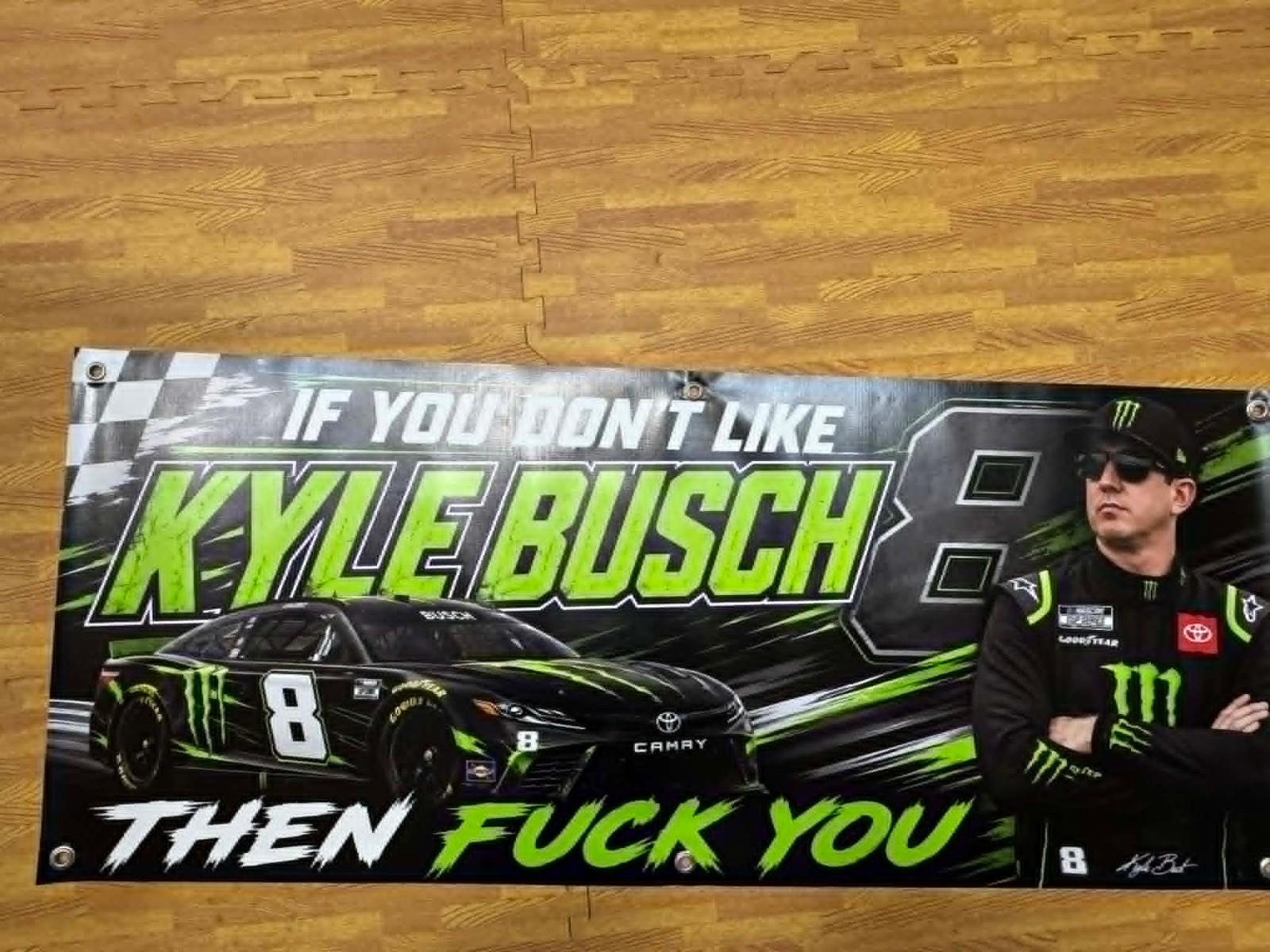 Kyle Busch Monster Energy Banner 48×20 Funny Kyle Busch Racing Banner NASCAR