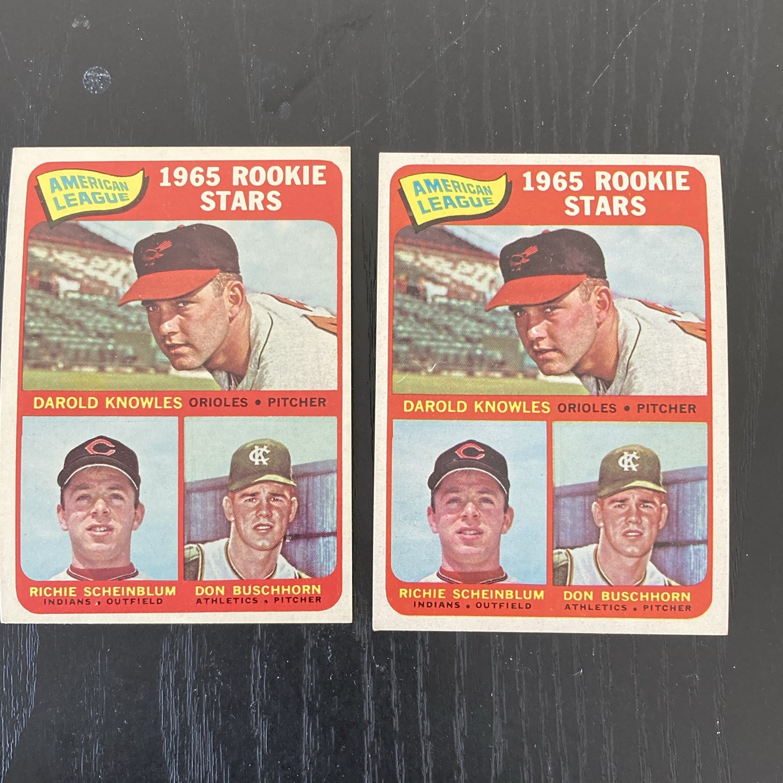 Topps 1965 #577 A.L. Rookie Stars Rookie Card Lot (2) Knowles Scheinblum