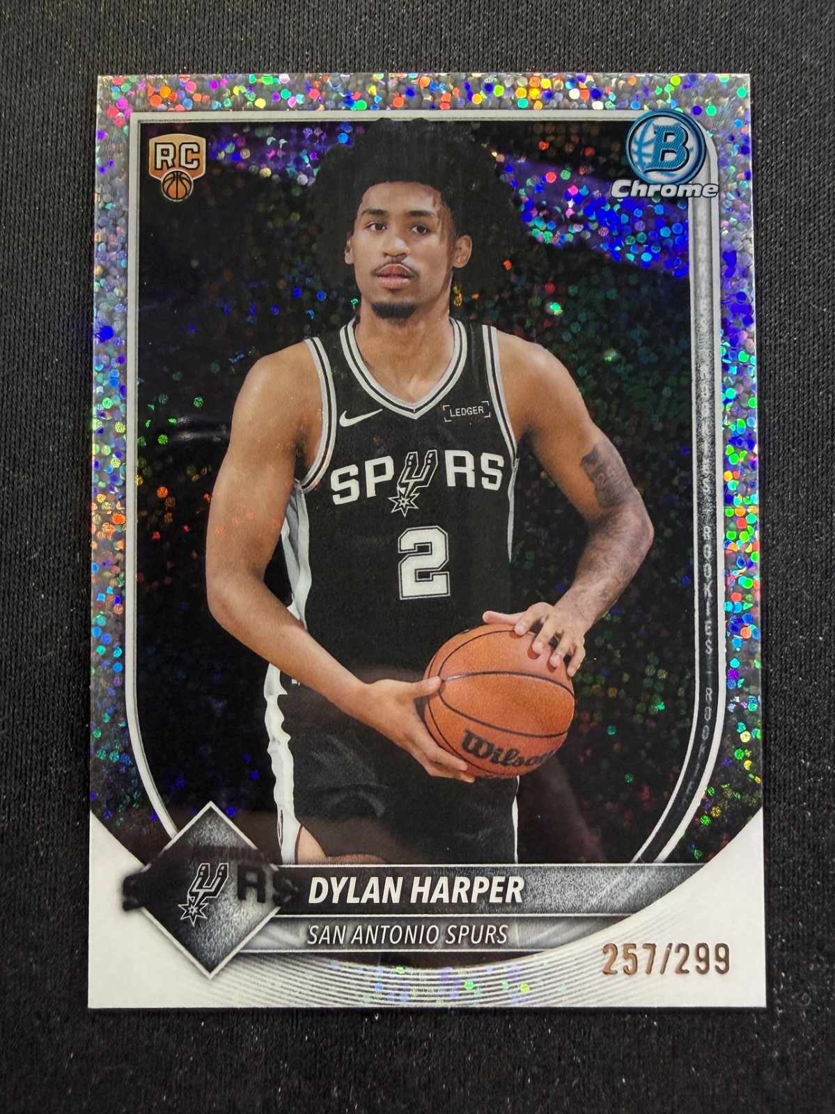 2025-26 Bowman Chrome – Dylan Harper #BCV-2 RC Speckle Refractor /299 SPURS