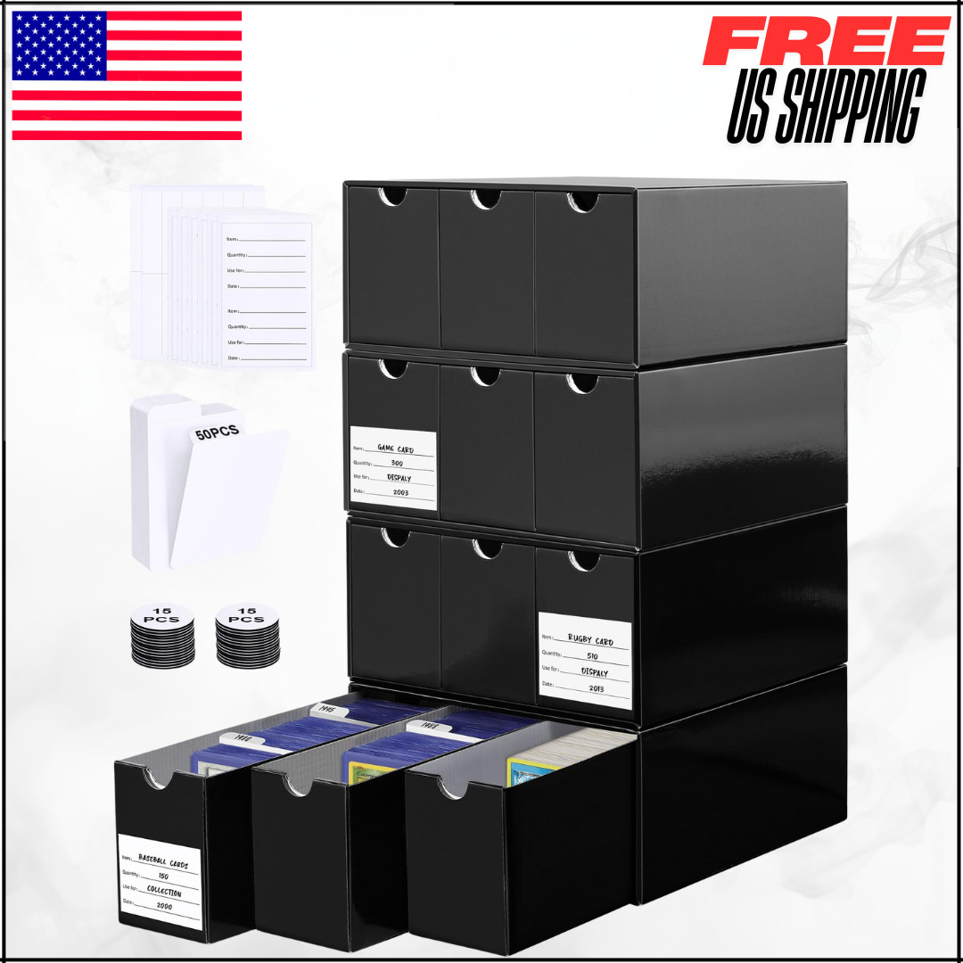 Trading Card Storage Box 12 Drawers Cardboard Organizer W/ Dividers For TCG MTG