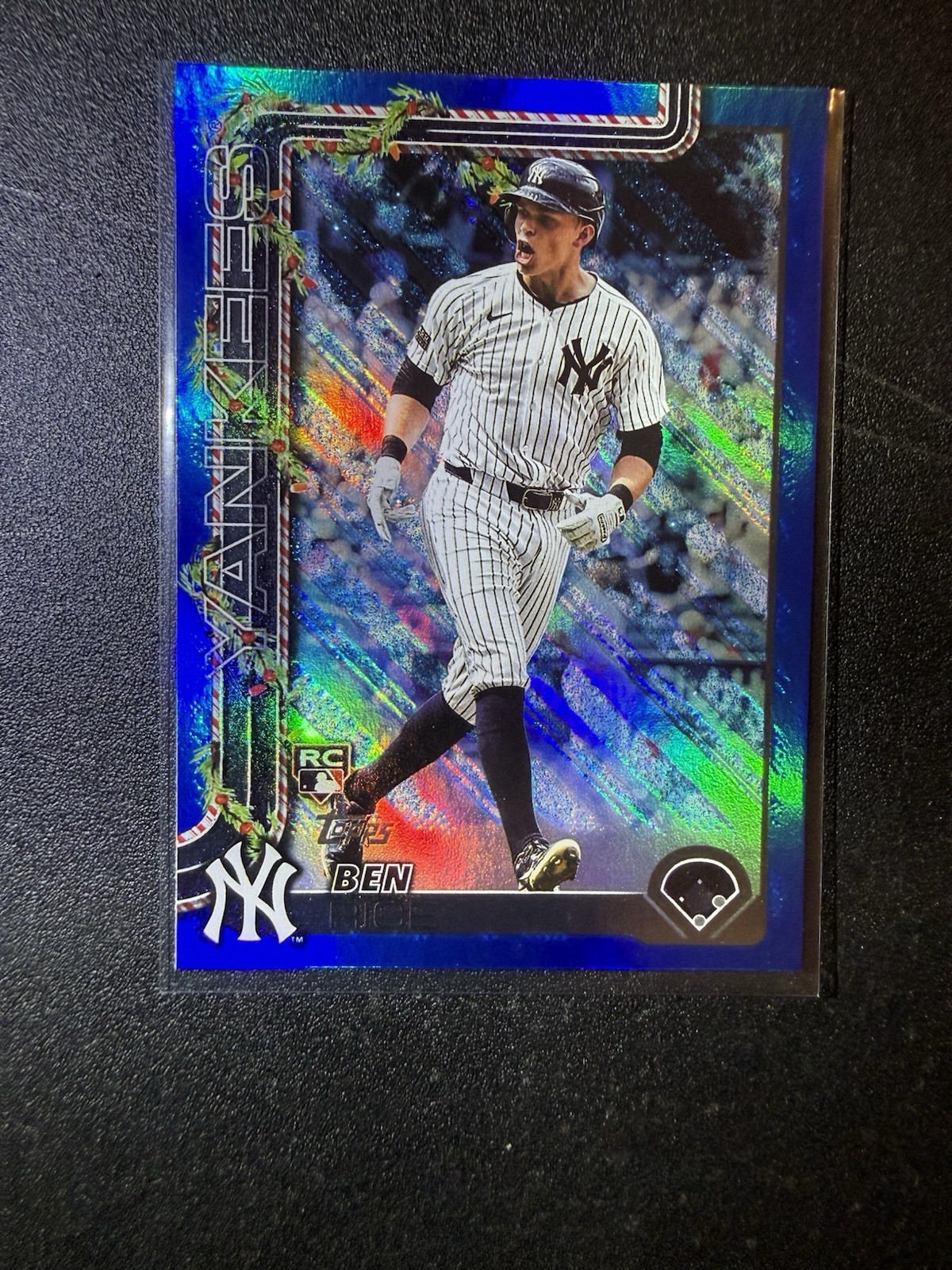 2025 Topps Holiday – Ben Rice #H8 Holiday Blue Metallic Glitter (RC)