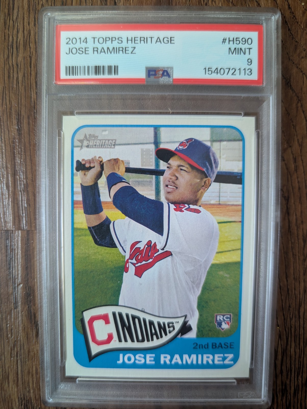 JOSE RAMIREZ 2014 Topps Heritage High Number Rookie #H590 Card PSA 9 Mint