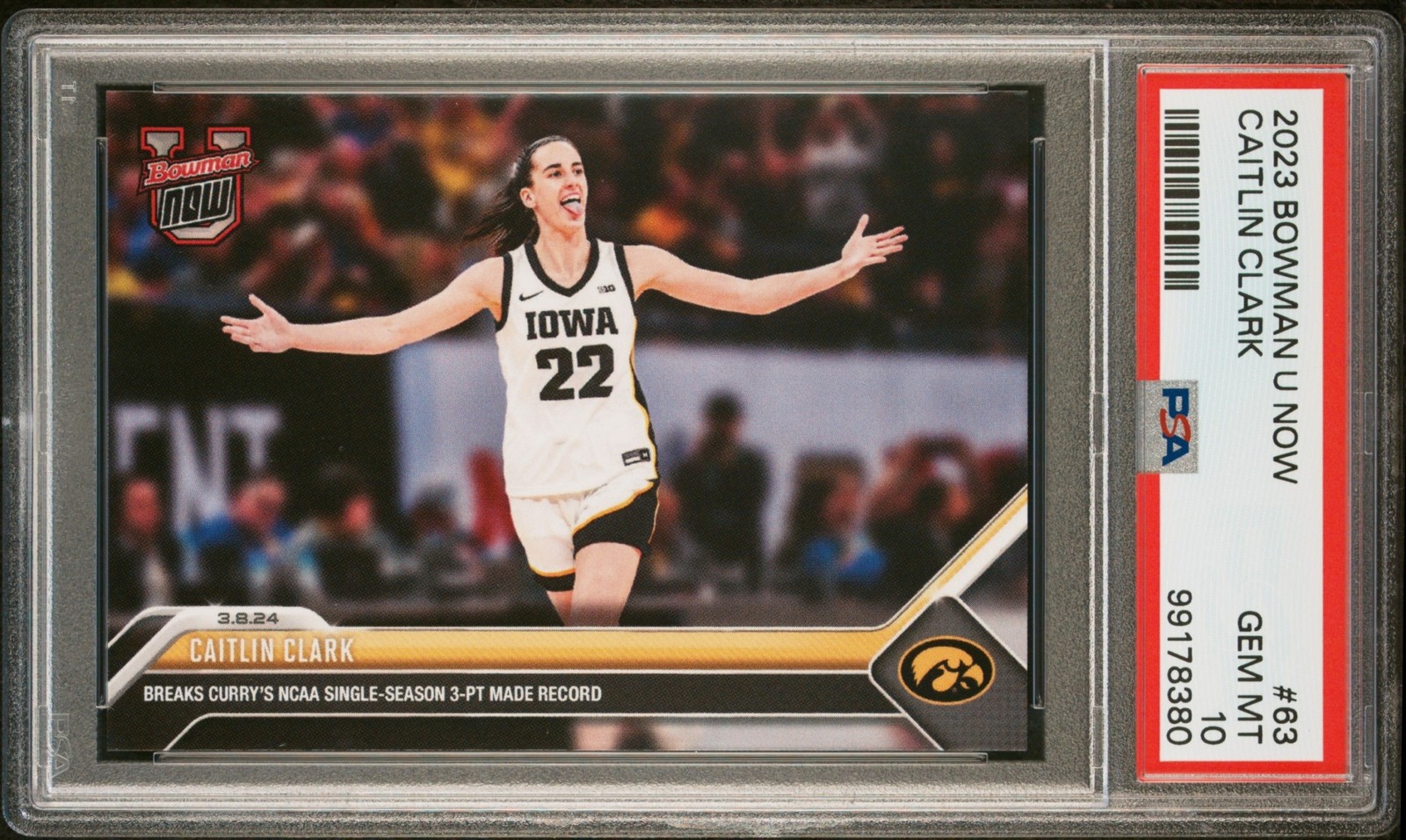 2023-24 Bowman U Now Caitlin Clark PSA 10 Iowa Hawkeyes