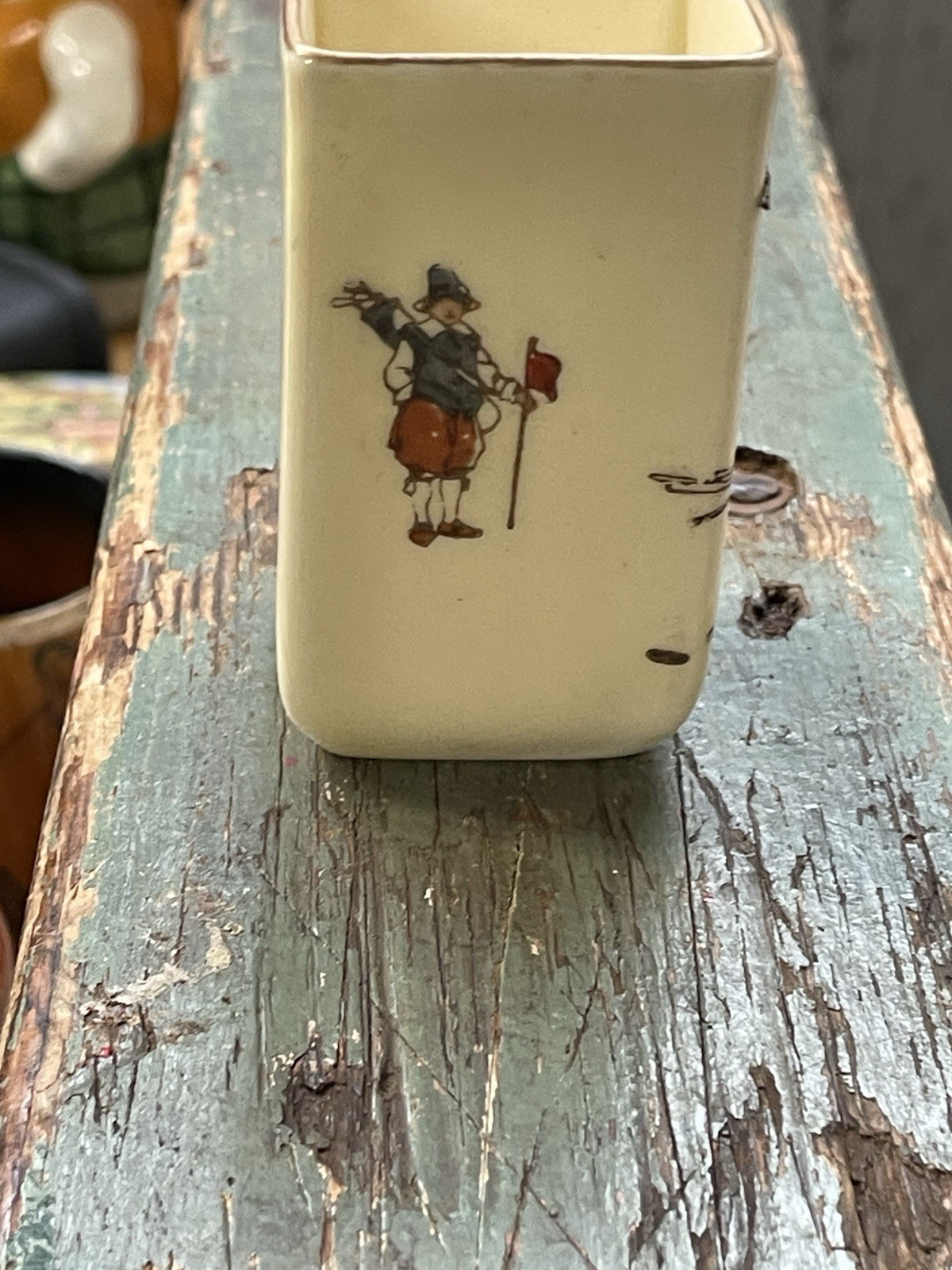 Antique Royal Doulton C1922 Rectangular China Pot Hickory Golf Art No D5437E
