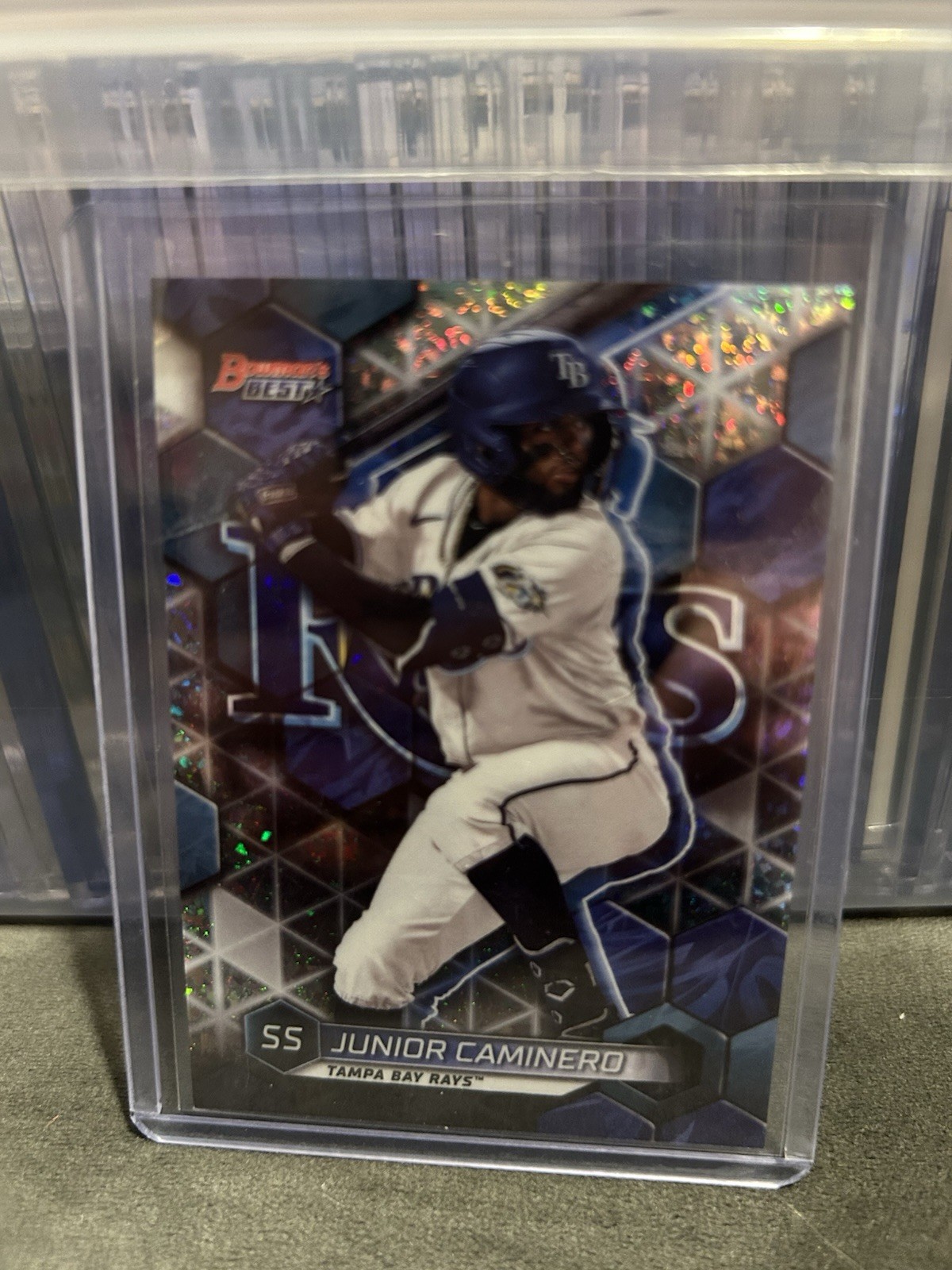 Junior Caminero /299 Mini Diamonds RC 2023 Bowman’s Best TP-18 Tampa Bay Rays