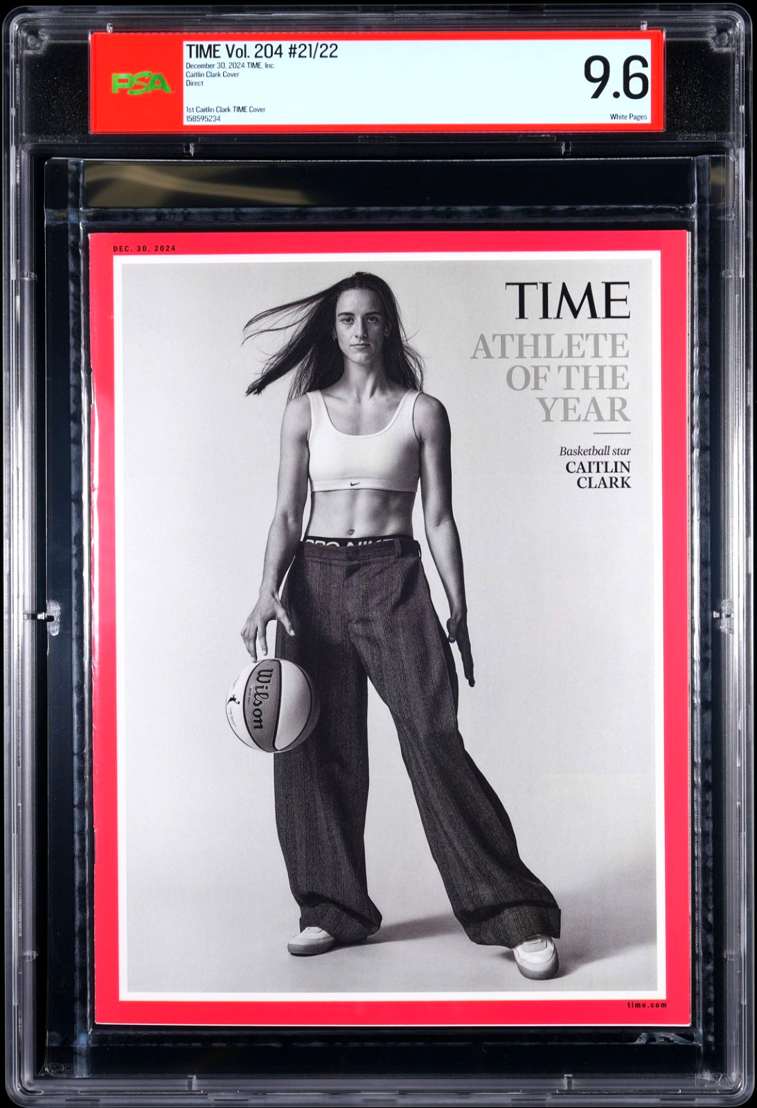 PSA 9.6 – Caitlin Clark TIME Magazine – Dec. 30, 2024 – Athlete of the Year (RC)