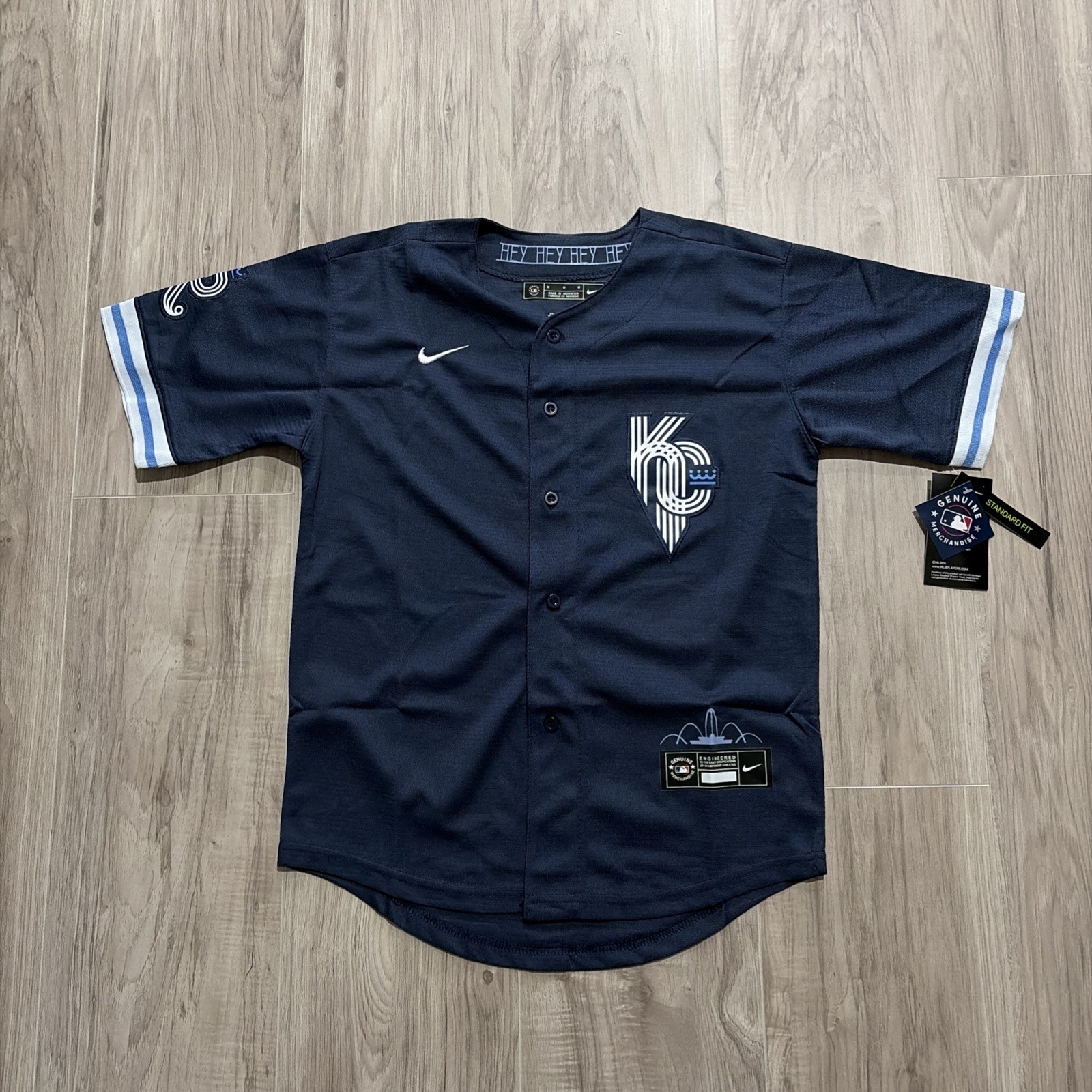 YOUTH MEDIUM #7 Bobby Witt Jr. – City Connect stitched jersey – Navy Blue