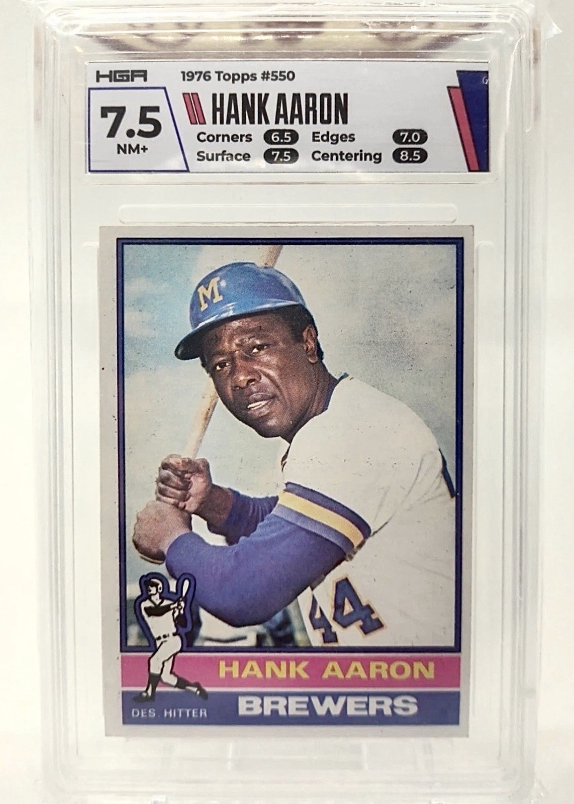 1976 Topps #550 Hank Aaron Milwaukee Brewers SGC 7.5 NM+