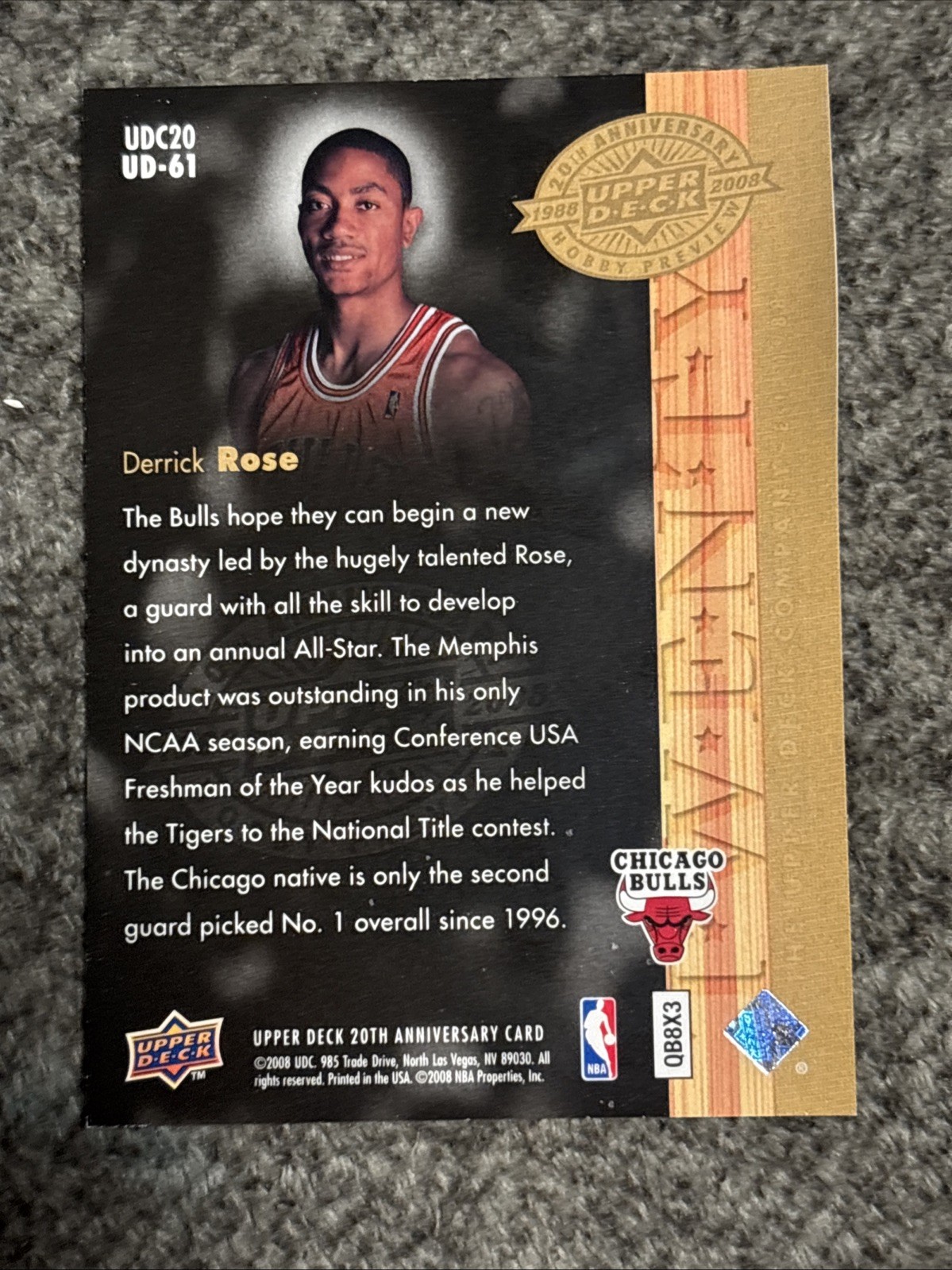 2008 Upper Deck 20th Anniversary – Derrick Rose #UD-61 (RC)