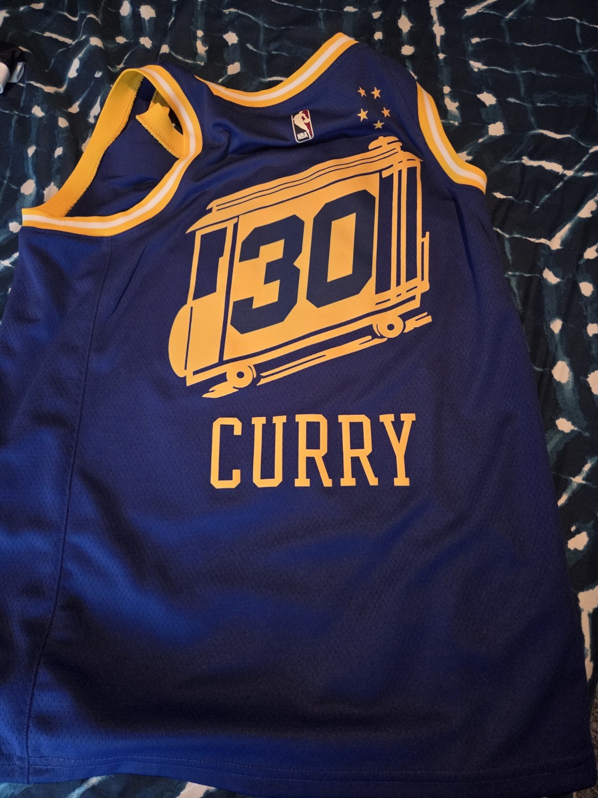 Golden State Warriors Stephen Curry #30 Jersey NBA Blue/Yellow Basketball