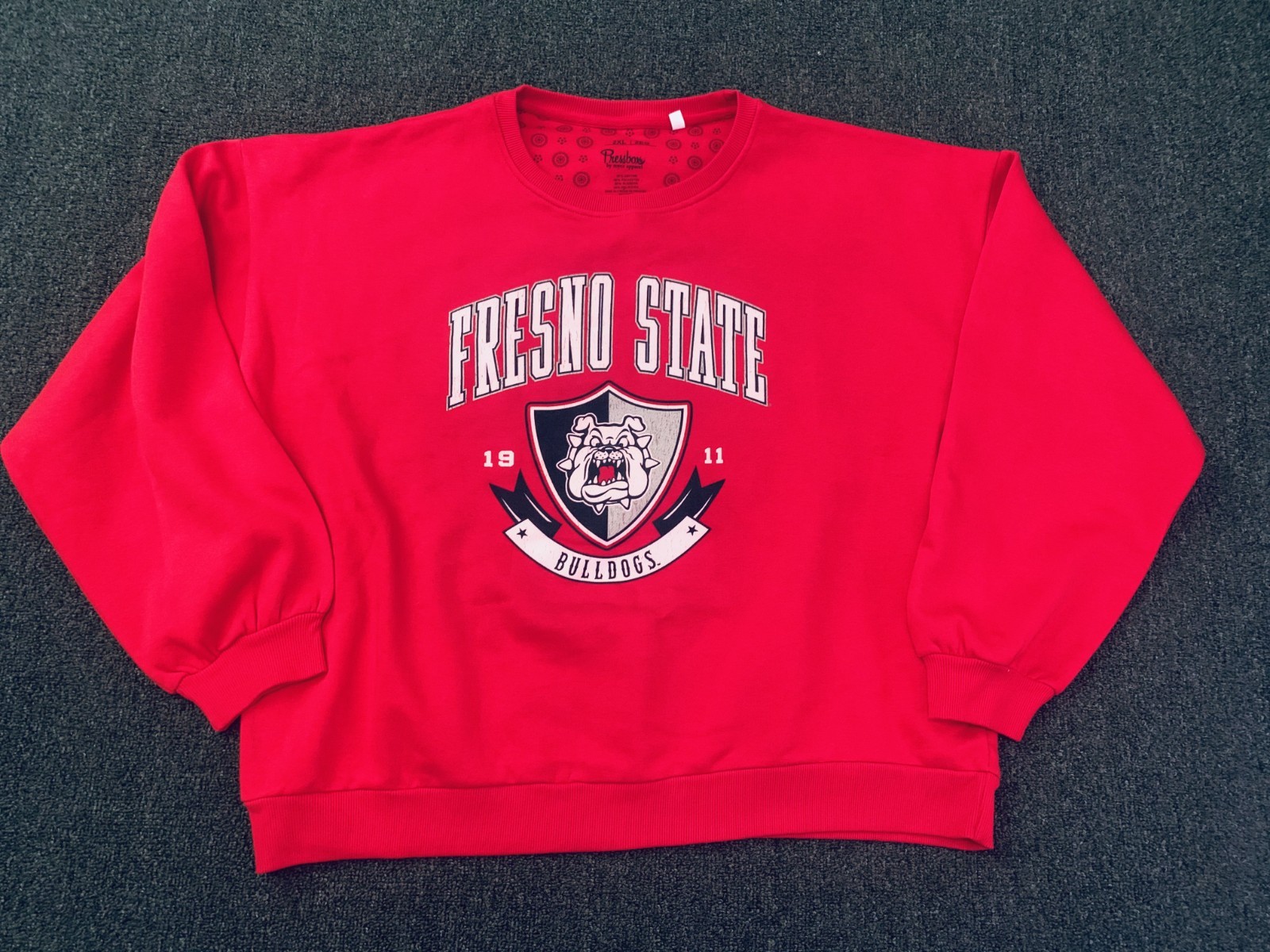 Fresno State Bulldogs Sweatshirt Mens 2XL XXL Red Crew Neck Pressbox Football