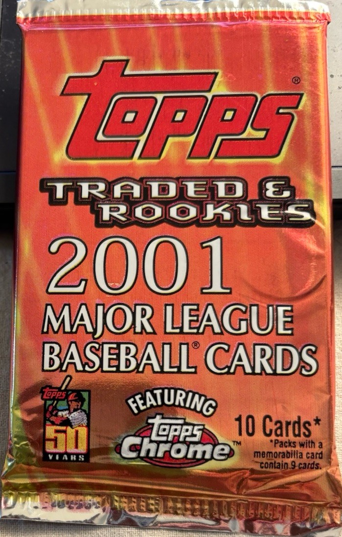 2001 TOPPS CHROME TRADED+ROOKIES 1 SEALED RET’L PACK ICHIRO PUHOLS POSS 10 CARDS
