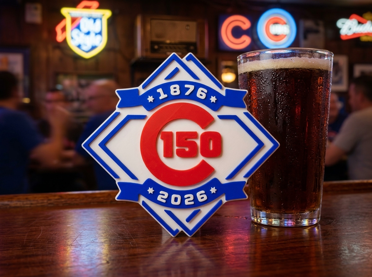 Chicago Cubs 150th Anniversary Sign 1876–2026 Wall Shelf Decor Man Cave