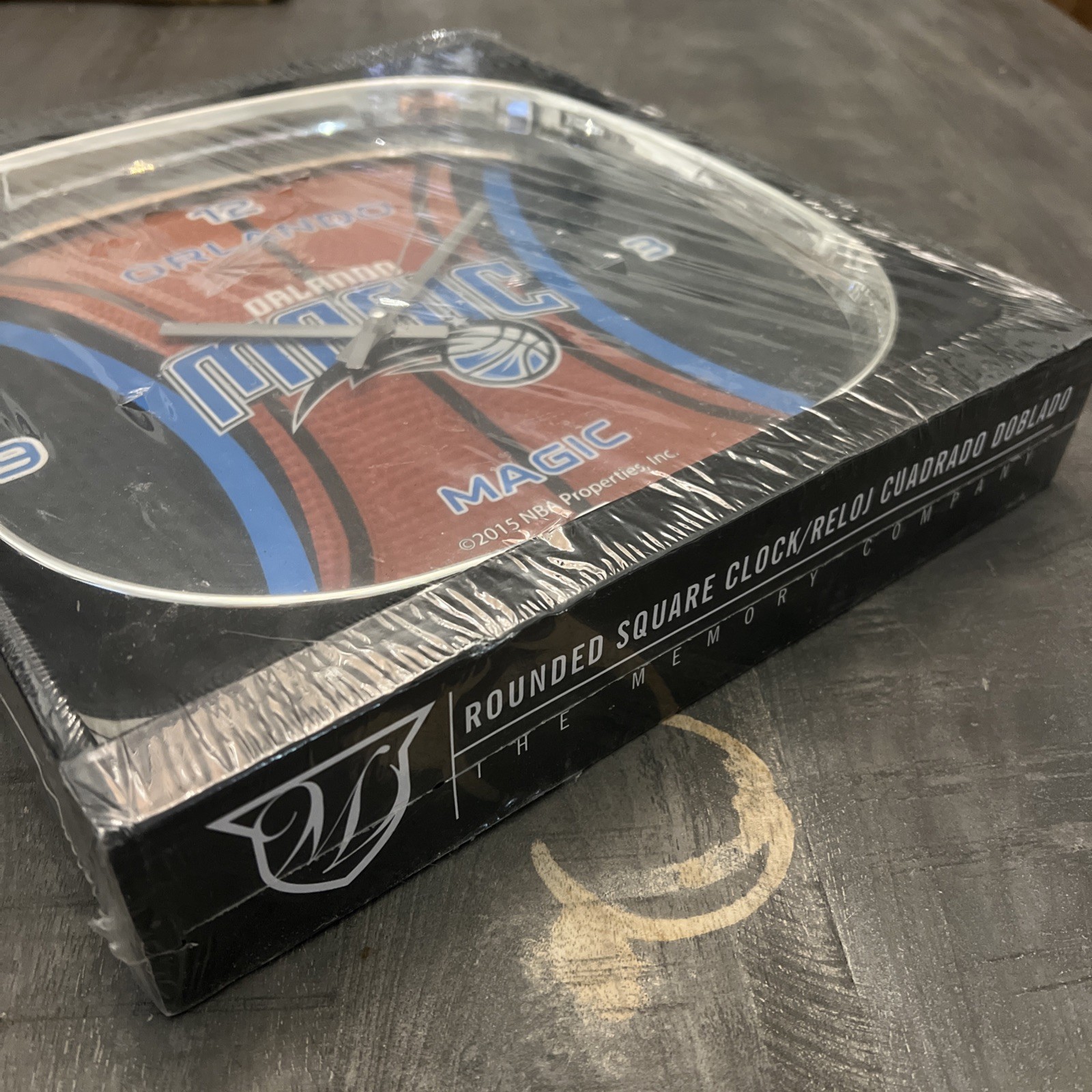 Orlando Magic Wall Clock 2015 NBA Properties 12″ Square Rounded Chrome Fan Cave