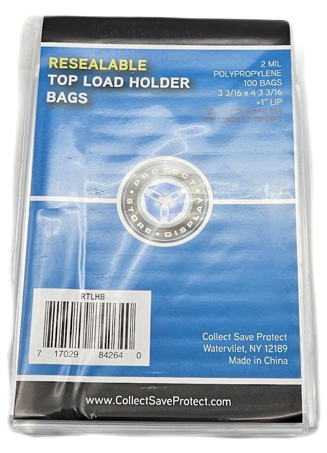 (300-Count) CSP Resealable Topload Holder Bags – Bags Fit Single Toploaderss