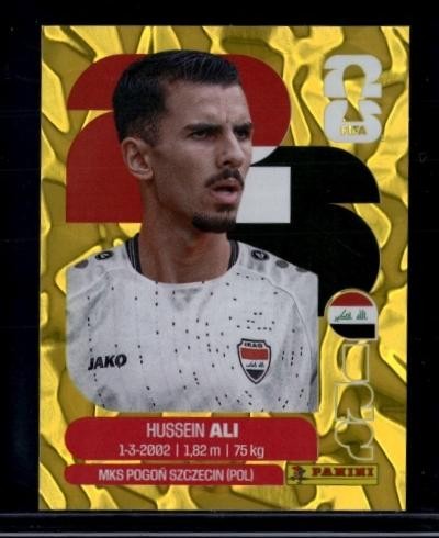 2026 Panini World Cup Sticker Collection Hussein Ali #IRQ-4 Iraq Gold Crumple