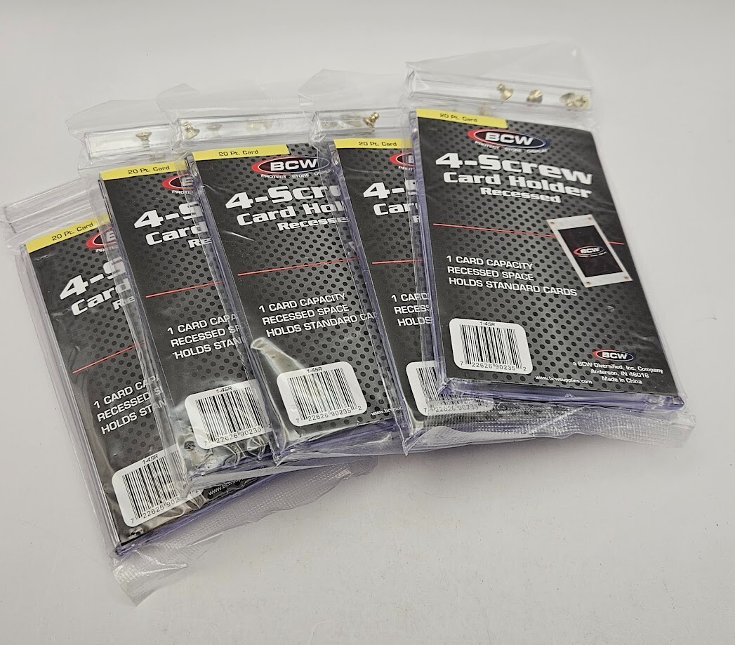 (5 Count Lot) BCW 4-Screw Screw-Down Recessed Trading Card Holder Regular 20pt