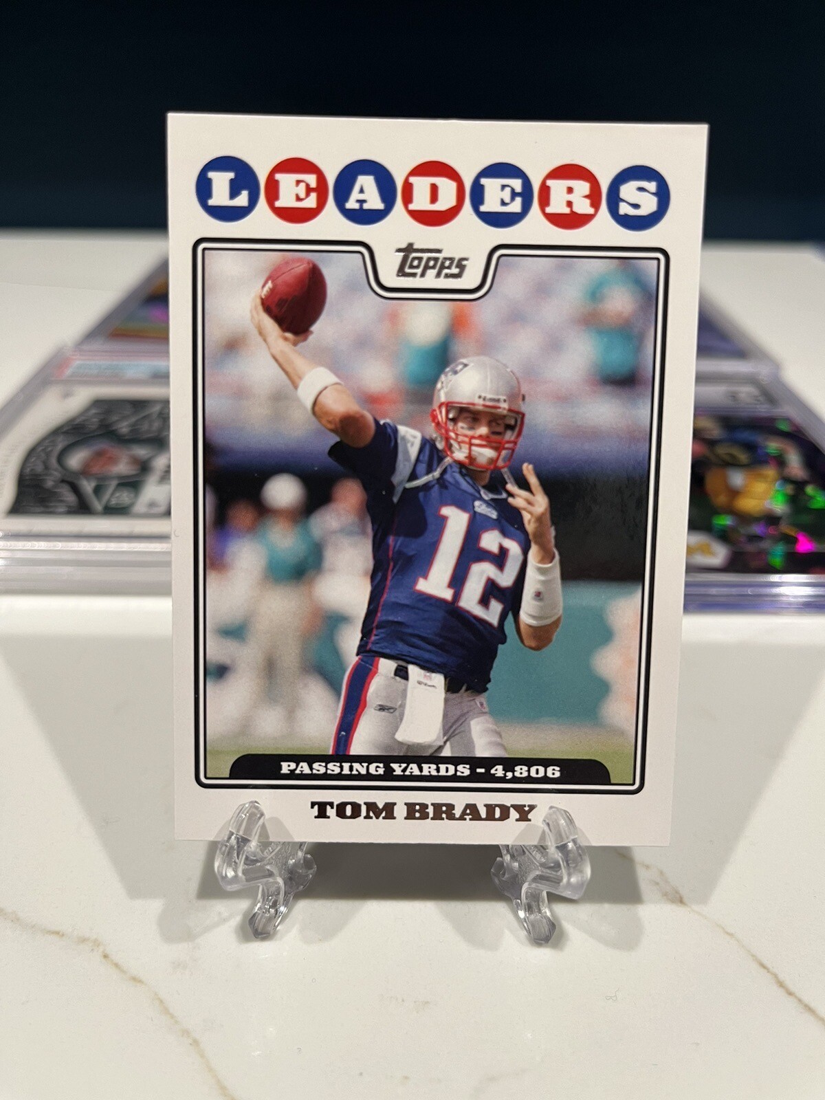 2008 Topps #286 Tom Brady Passing Yard Leaders INVEST GOAT HOF MVP TB12 PATRIOTS
