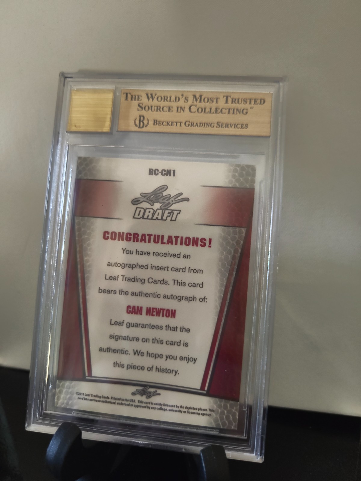 2011 Leaf Metal Draft Rookie Autograph #RC-CN1 Cam Newton