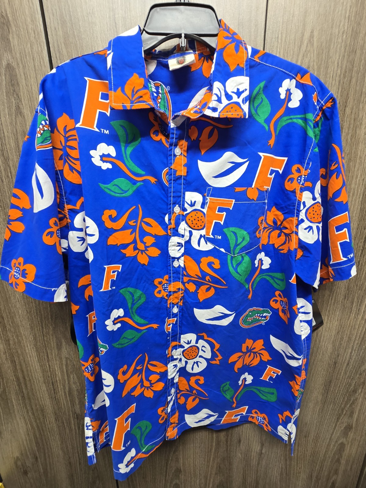 OFFICAL NEW W/TAGS FLORIDA GATORS HAWAIIAN ALOHA STYLE FULL BUTTON WES & WILLY