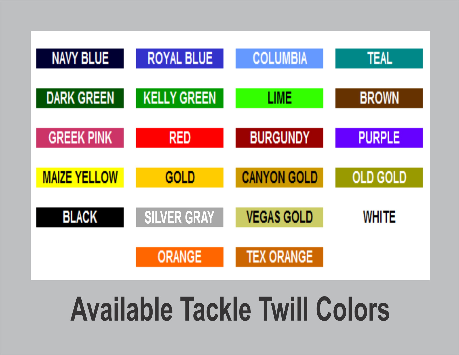 Custom Arched Team Name Lettering Tackle Twill Pro Cut for Uniform Jersey Shirt