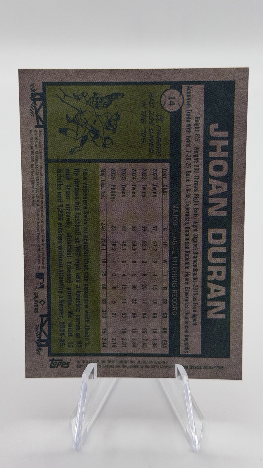 2026 Topps Heritage – Chrome Jhoan Duran #14 Pink Sparkle Refractor SP
