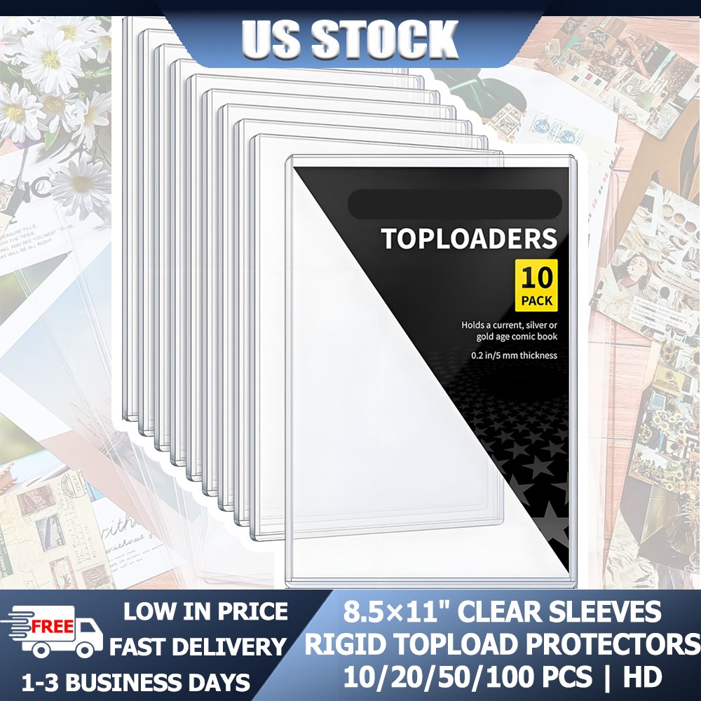Print Case Clear Hard Plastic TopLoad Sleeves 8.5×11″ 10-100 Pcs Document Holder