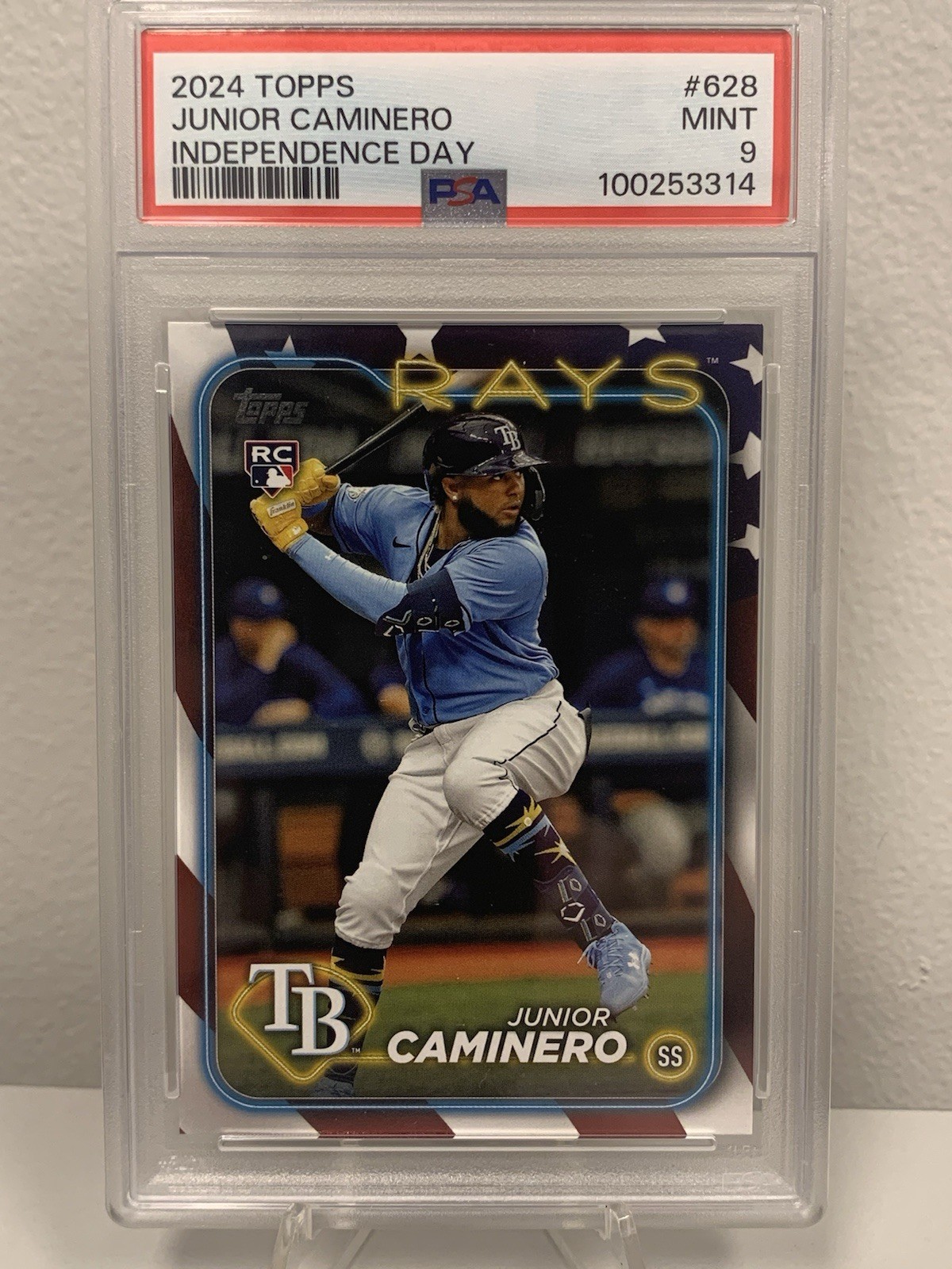 2024 Topps – Junior Caminero #628 Independence Day /76 (RC) PSA 9
