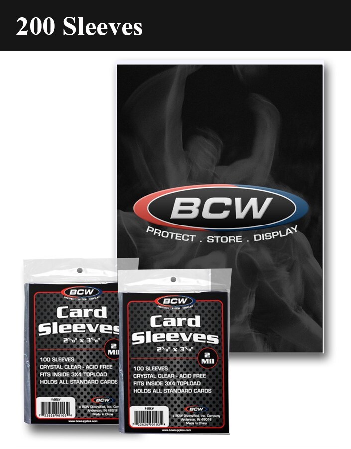 200 BCW Standard Trading Sports Baseball Card Sleeves Poly Topload Bags Holders