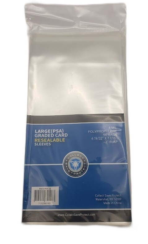 (50-Pack) CSP Large Slab Size PSA Graded Card Sleeves Resealable 4 Mil Poly