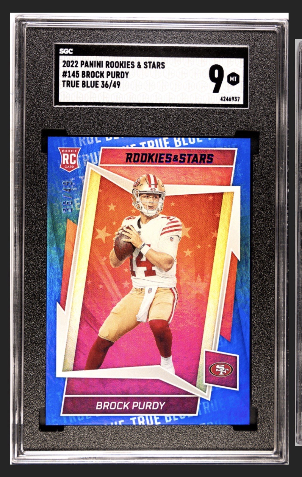 2022 Panini Rookies & Stars #145 Brock Purdy RC True Blue /49 SGC 9 MINT