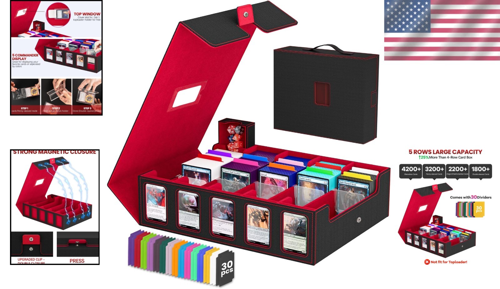 Large Capacity Card Storage Box for Trading Games/-