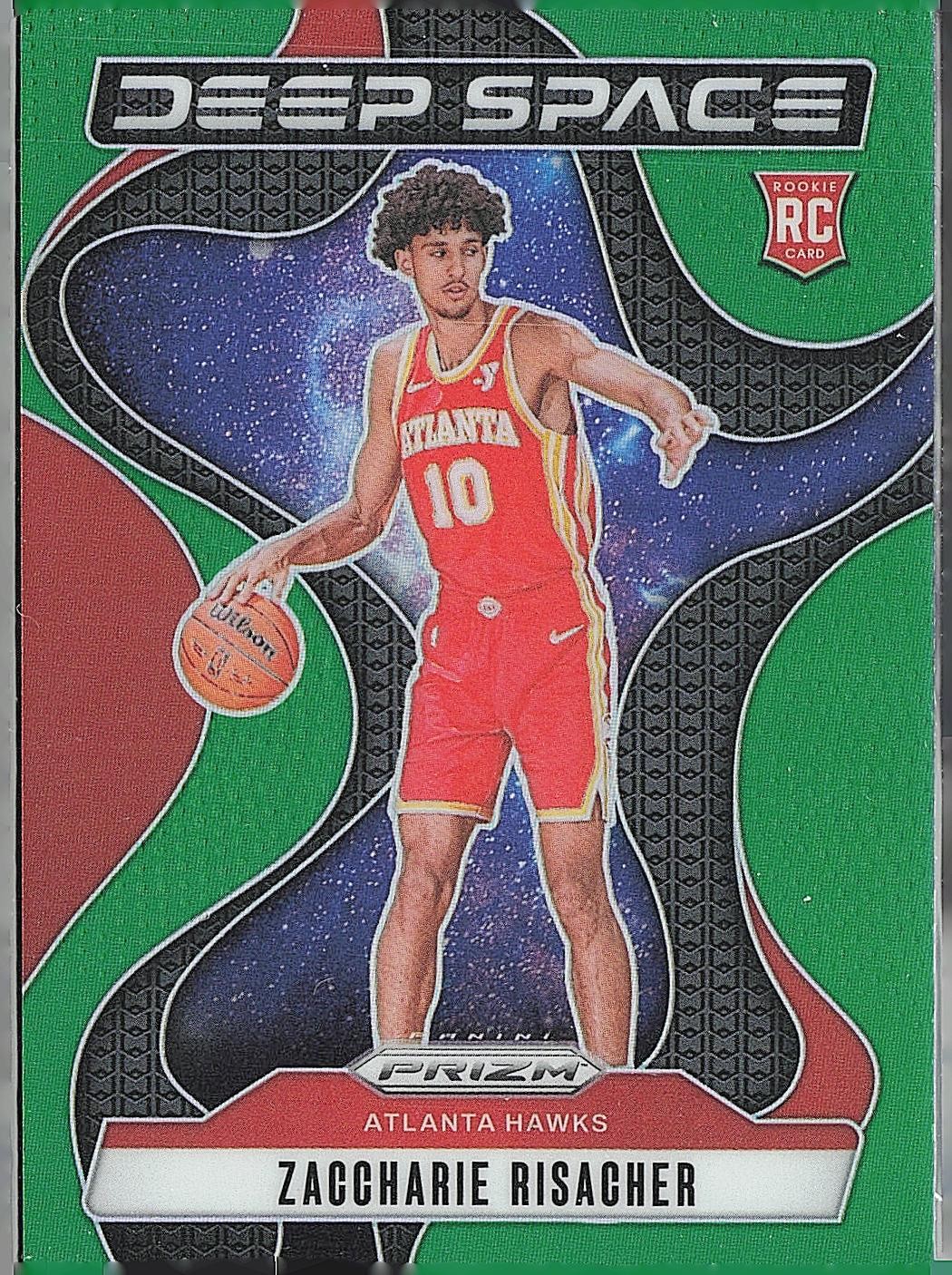 2024-25 Panini Prizm #8 Zaccharie Risacher Deep Space Prizms Green BB46