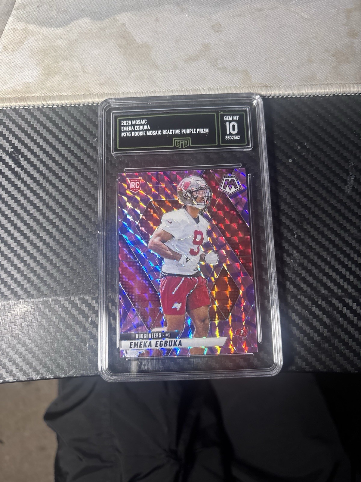 2025 Panini Mosaic Emeka Egbuka RC #376 Reactive Purple Prizm Gem Mint 10