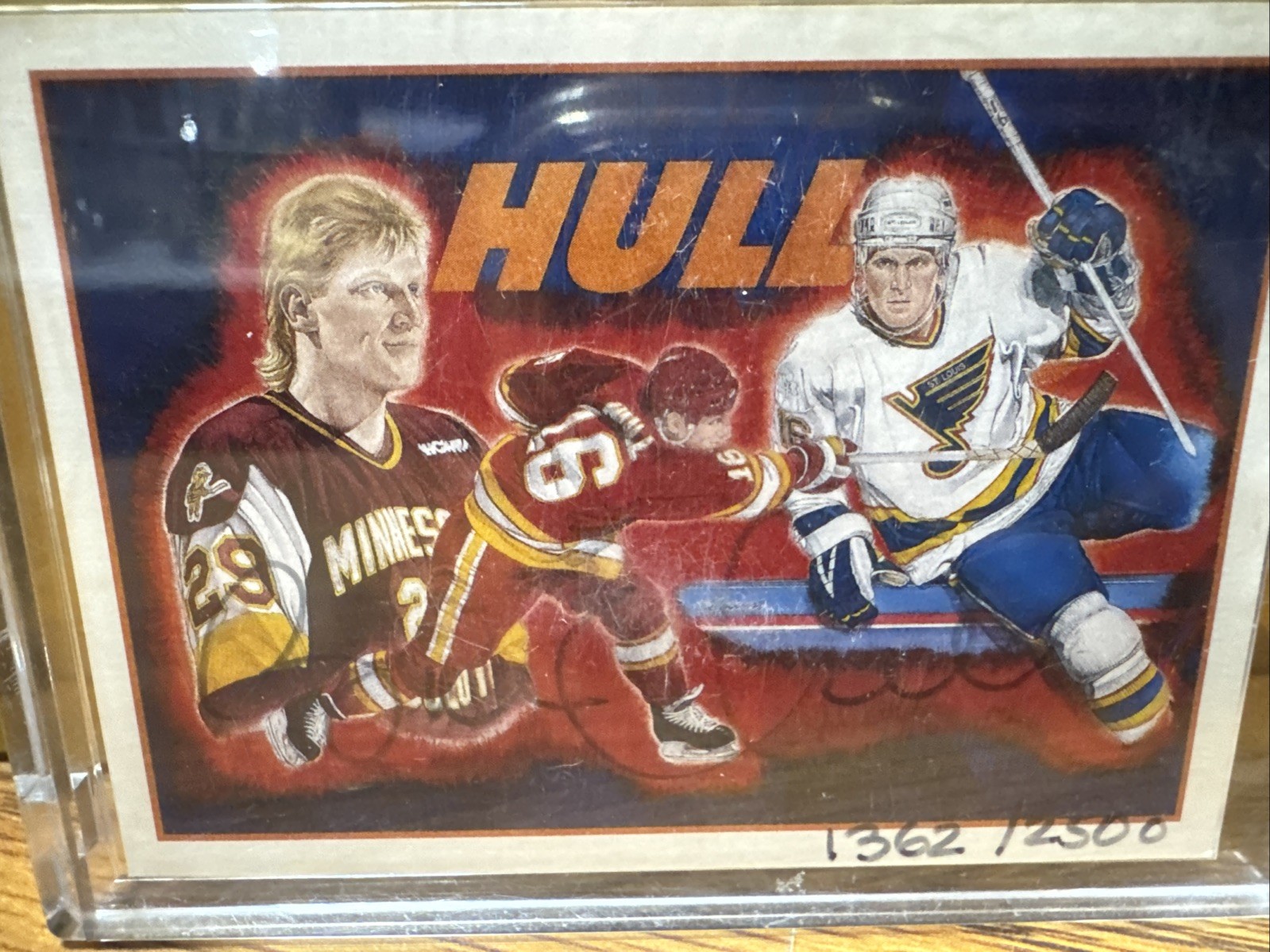 1991-92 Upper Deck Hockey Heroes Brett Hull #9 Autographed # 1362/2500